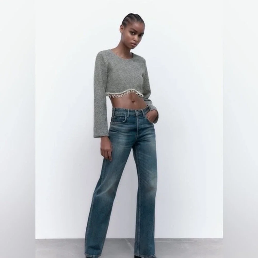 ZARA SOFT SWEATSHIRT WITH RHINESTONES